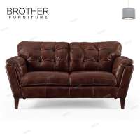 Europe classic vintage comfortable sofa 2 seats chesterfield leather sofa